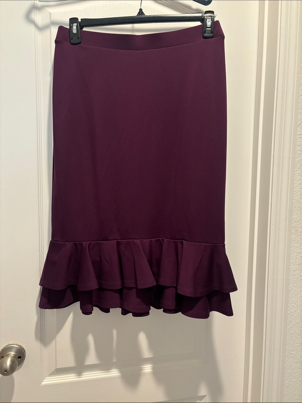 Women's Plum Ruffle Hem Skirt